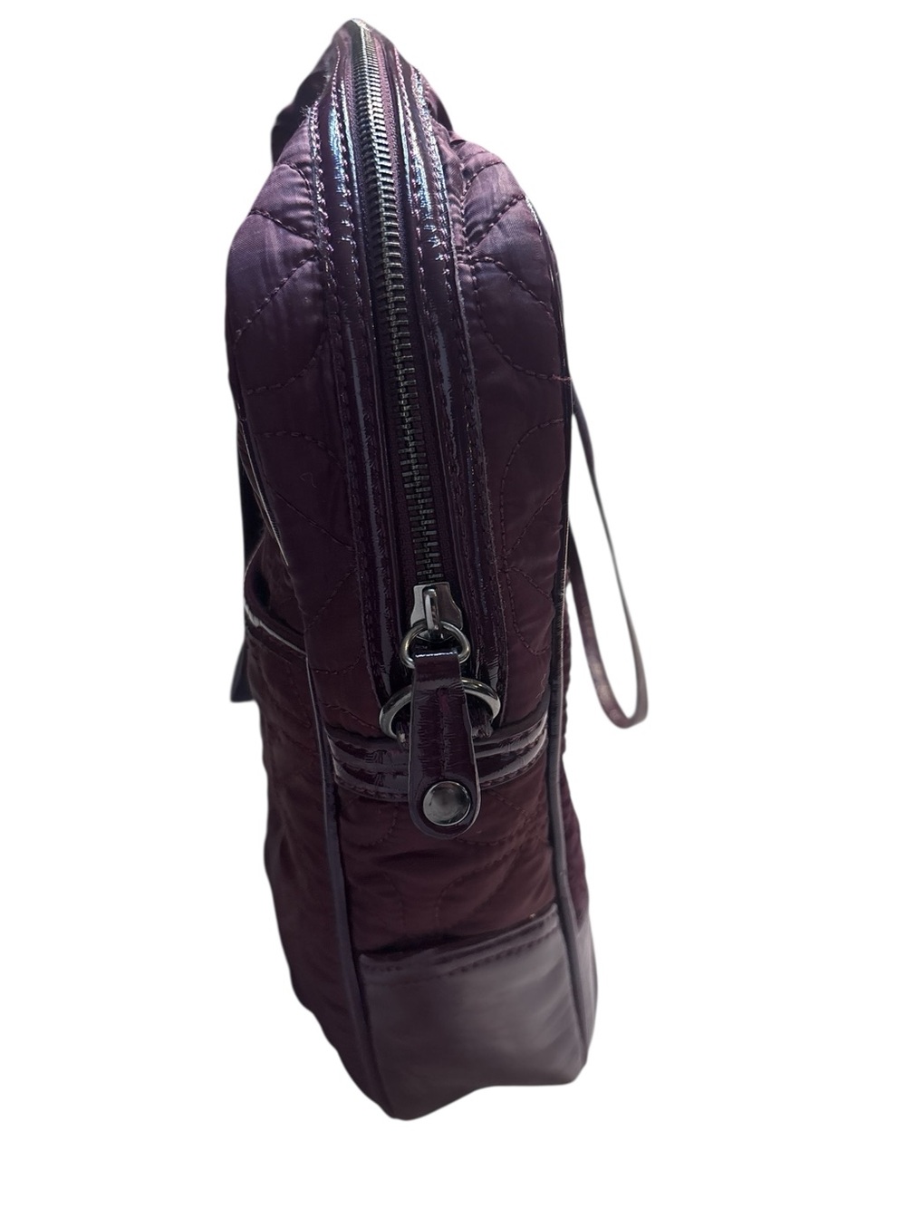 Nine West Laptop Tote Plum Purple Burgundy Quilted Diamond pattern 100% Nylon - Picture 3 of 16